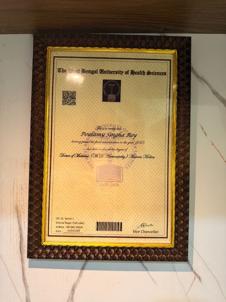 Doctor of Medicine (M.D. Homoeopathy) certificate